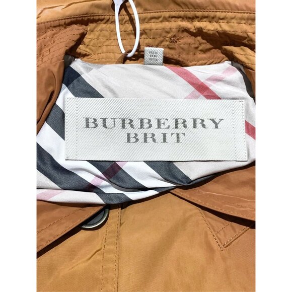 Burberry Brit Double-Breasted Orange Trench Coat With Belted Waist & Removable H - Picture 5 of 6